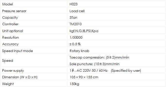 Safety Footwear Compression and Puncture Tester H023